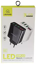 Сетевое зарядное устройство Usams 3 USB Ports Home charger with Display 3A White (US-CC035) - миниатюра 4
