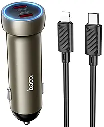 Автомобільний зарядний пристрій Hoco Z54B 60w PD 2xUSB-C ports car charger gold - фото Автомобільний зарядний пристрій Hoco Z54B 60w PD 2xUSB-C ports car charger gold