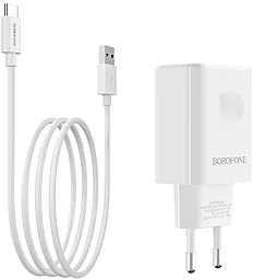 Мережевий зарядний пристрій зі швидкою зарядкою Borofone BA32A Bright power 18w QC3.0 home charger + USB-C cable white - фото Мережевий зарядний пристрій зі швидкою зарядкою Borofone BA32A Bright power 18w QC3.0 home charger + USB-C cable white