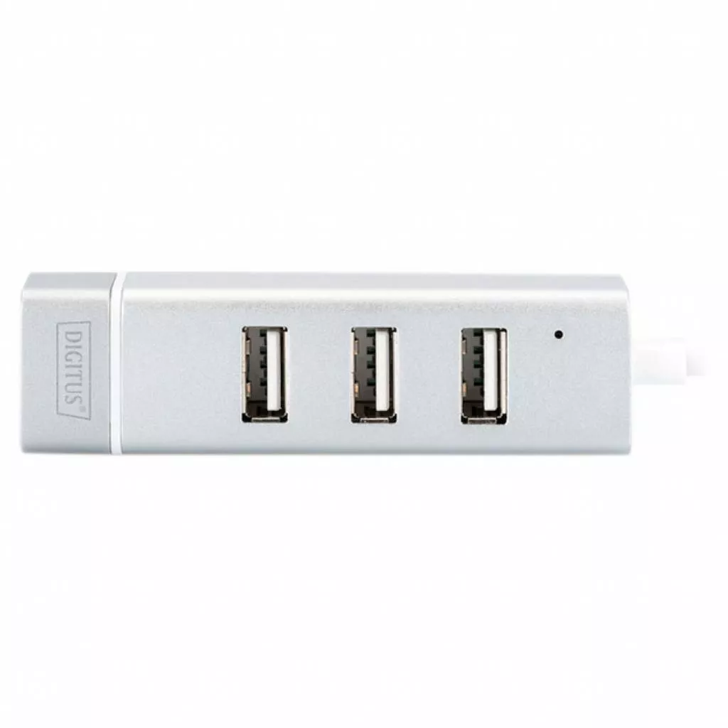 Концентратор USB со встроенным сетевым разъемом Digitus USB Type-C, 3xUSB+Fast Ethernet Silver (DA-70253) - фото 2