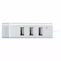 Концентратор USB з вбудованним мережевим роз'ємом Digitus USB Type-C, 3xUSB+Fast Ethernet Silver (DA-70253) - мініатюра 2
