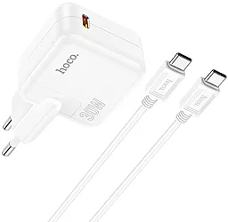Мережевий зарядний пристрій Hoco C112A 30w PD USB-C fast charger + USB-C to USB-C cable white