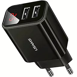 Сетевое зарядное устройство Usams T17 US-CC073 с дисплеем (2USB) Black
