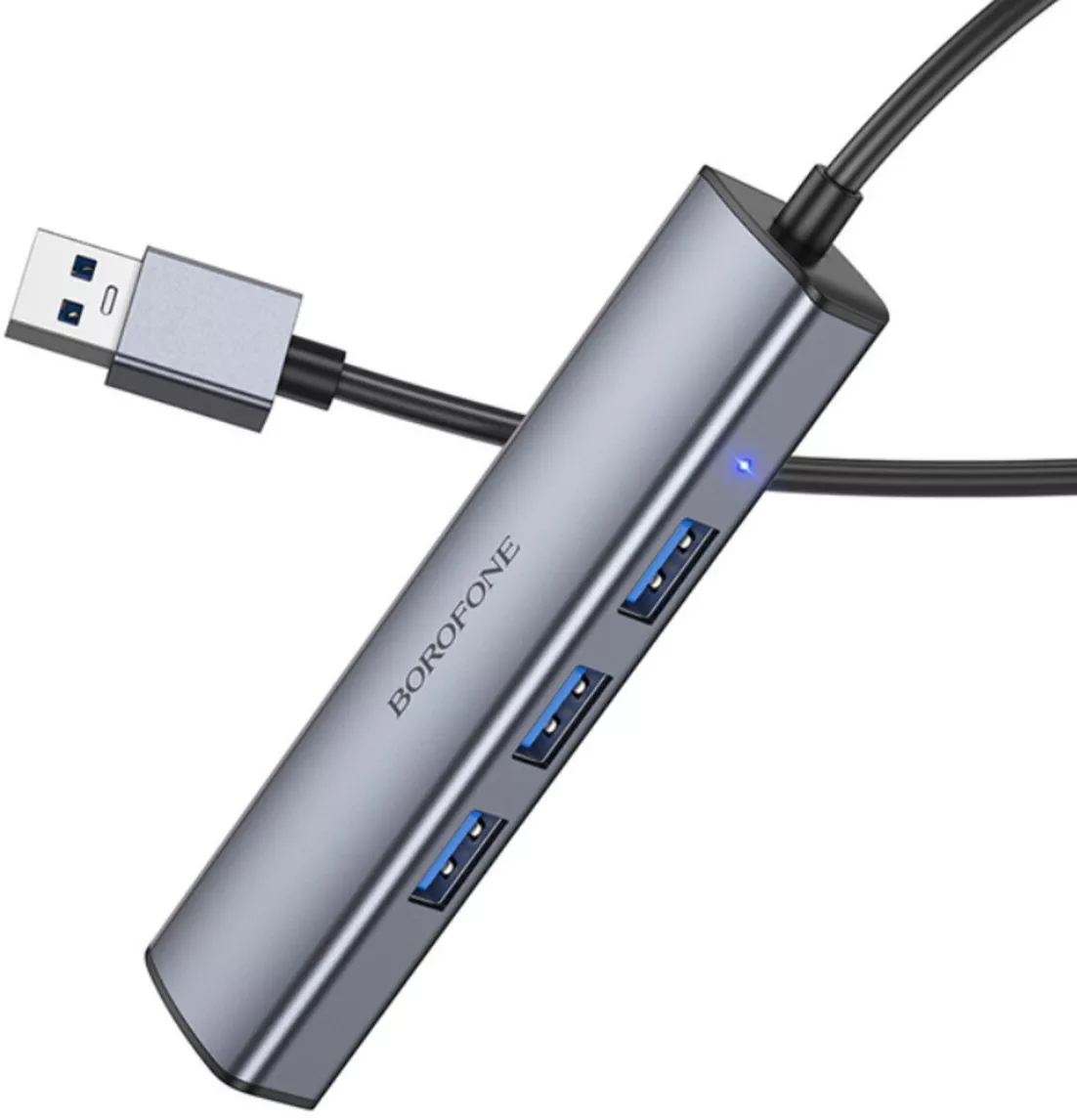 USB-A хаб Borofone 4-in-1 gray - фото 2