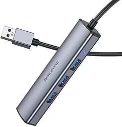 USB-A хаб Borofone 4-in-1 gray - мініатюра 2 USB-A хаб Borofone 4-in-1 gray - мініатюра 2