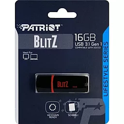 Флешка Patriot USB3.1 16GB Blitz 40/10 (PSF16GBLZ3BUSB) Black - мініатюра 3