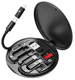 Універсальний кабель Earldom EC-148 6-in-1 USB-A/Type-C to Type-C/Lightning/micro USB 60w 3a 0.29м PD сable Black (EC-148) - фото Універсальний кабель Earldom EC-148 6-in-1 USB-A/Type-C to Type-C/Lightning/micro USB 60w 3a 0.29м PD сable Black (EC-148)