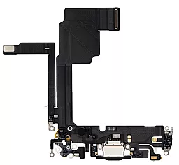 Нижний шлейф Apple iPhone 15 Pro c разъемом зарядки, с микрофоном Original - снят с телефона Black Titanium