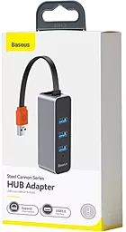 USB хаб Baseus Steel Cannon Series USB-A - 2xUSB3.0, 1xRJ45 Gray (CAHUB-AH0G) - миниатюра 4