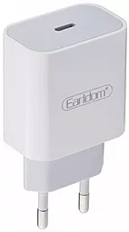 Мережевий зарядний пристрій Earldom ES-EU4 20w PD USB-C fast charger white