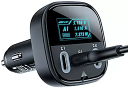 Автомобільний зарядний пристрій AceFast Metal Car Charger OLED Smart Display B5 USB-A + 2USB QC3.0/PD 101W Black - мініатюра 3