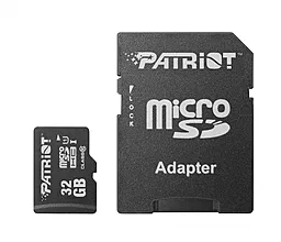 Карта памяти Patriot microSDHC 32GB Class 10 UHS-I U1 + SD-адаптер (PSF32GMCSDHC10)