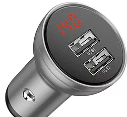 Автомобильное зарядное устройство Baseus Digital Display Dual USB 4.8A 24W Silver (CCBX-0S)