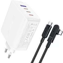 Сетевое зарядное устройство AceFast A37 100w GaN PD/QC4.0 3xUSB-C/USB-A ports charger + USB-C + USB-C to USB-C cable white