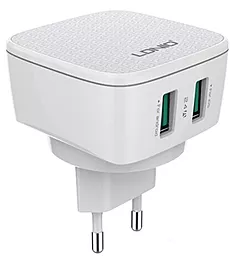 Сетевое зарядное устройство LDNio AC66 Home Charger Set 2USB 2.4A + Lightning Cable White