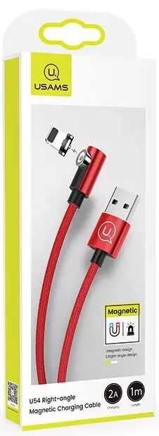 Кабель Usams U54 Right-Angle Magnetic USB-A - Lightning 10w 1м cable Red - фото 3
