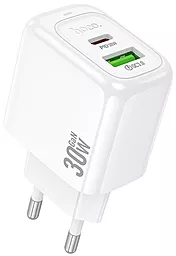 Мережевий зарядний пристрій Hoco CS55A 30w PD/QC USB-C/USB-A ports fast charger white - фото Мережевий зарядний пристрій Hoco CS55A 30w PD/QC USB-C/USB-A ports fast charger white
