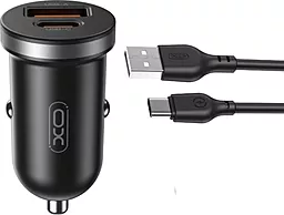 Автомобильное зарядное устройство XO CC56 30w PD USB-C/USB-A ports car charger + USB-C cable black - фото Автомобильное зарядное устройство XO CC56 30w PD USB-C/USB-A ports car charger + USB-C cable black