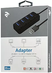 Концентратор (USB хаб) 2E 2E-W1405 1xUSB 2.0, 4xUSB 3.0, 0.25m Black - миниатюра 3