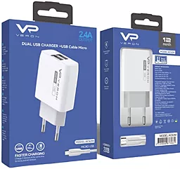 Сетевое зарядное устройство Veron Home Charger AC62M 12W 2.4A 2xUSB-A + microUSB cable White - миниатюра 7