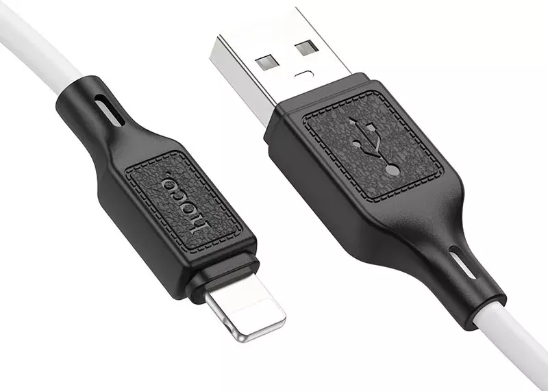 Кабель Hoco X90 Cool Silicone USB-A - Lightning 12w 2.4a 1м cable White - фото 3