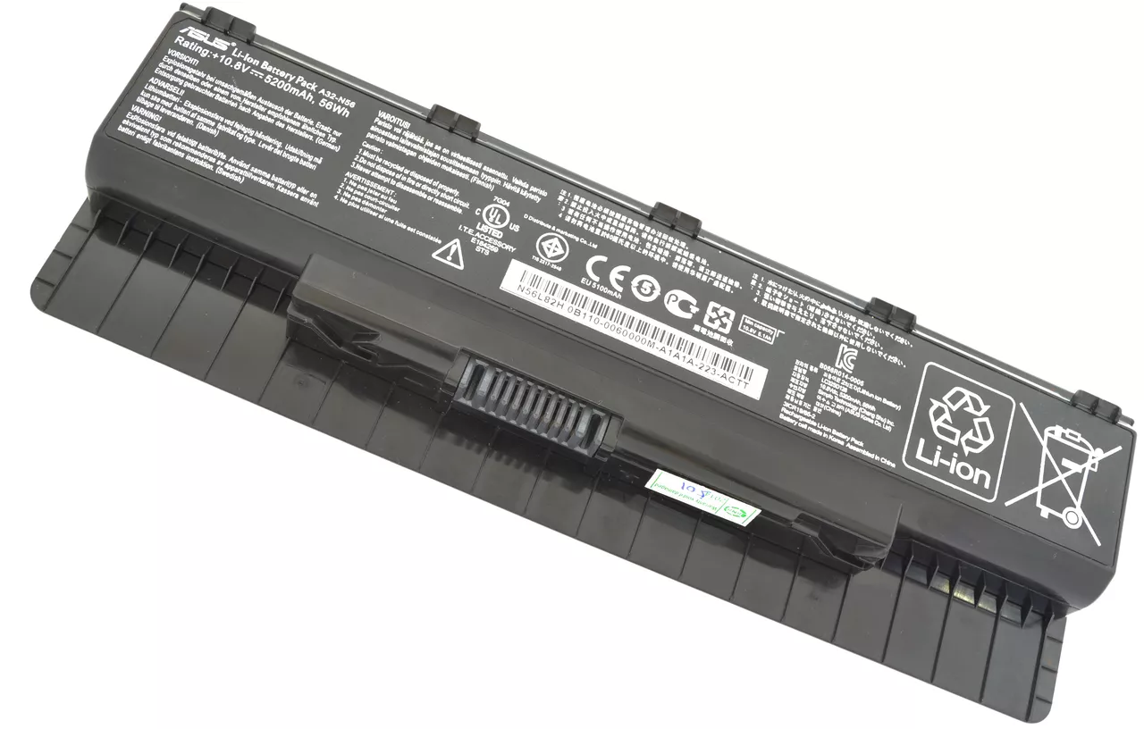 Аккумулятор для ноутбука Asus A32-N56 / 10.8V 4400mAh / Black - фото 1