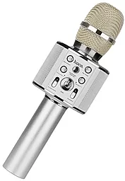 Беспроводной микрофон для караоке Hoco BK3 Cool sound Silver - миниатюра 2