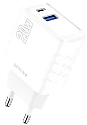 Сетевое зарядное устройство Proove 20w PD/QC3.0 USB-C/USB-A ports home charger white - фото Сетевое зарядное устройство Proove 20w PD/QC3.0 USB-C/USB-A ports home charger white