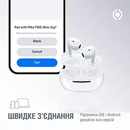 Наушники Piko TWS-MiniJoy White - миниатюра 6 Наушники Piko TWS-MiniJoy White - миниатюра 6