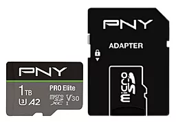 Карта пам'яті PNY microSDXC 1TB PRO Elite Class 10 UHS-I U3 V30 A2 + SD-адаптер (P-SDU1TBV32100PRO-GE)