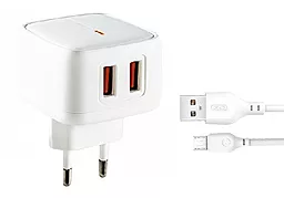 Сетевое зарядное устройство XO L61 2.4a 2xUSB-A ports charger + micro USB cable white
