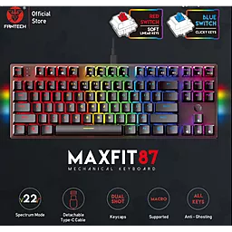 Клавіатура Fantech MAXFIT 87 MK856 Blue Switch