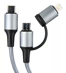 Кабель USB PD Dengos USB Type-C -> Type-C/Lightning Cable Серый (NTK-TC-TCL-GREY) 