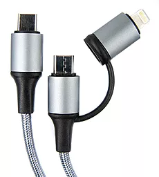 Універсальний кабель Dengos 2-in-1 USB Type-C to Type-C/Lightning 15w 3a 1м сable Gray (NTK-TC-TCL-Gray) - фото Універсальний кабель Dengos 2-in-1 USB Type-C to Type-C/Lightning 15w 3a 1м сable Gray (NTK-TC-TCL-Gray)