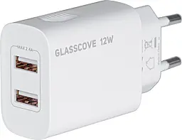 Сетевое зарядное устройство Glasscove 12w 2xUSB-A home charger white (TC-012A) - фото Сетевое зарядное устройство Glasscove 12w 2xUSB-A home charger white (TC-012A)