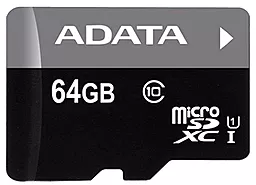 Карта пам'яті ADATA microSDXC 64GB Premier Class 10 UHS-I U1 (AUSDX64GUICL10-R) - фото Карта пам'яті ADATA microSDXC 64GB Premier Class 10 UHS-I U1 (AUSDX64GUICL10-R)