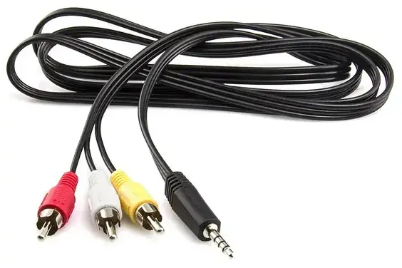 Видеокабель mini-Jack 3.5мм - 3RCA М-М 1.8м Black (17320) Atcom - фото 6