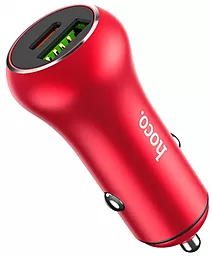Автомобильное зарядное устройство с быстрой зарядкой Hoco Z38 38w PD USB-C/USB-A ports car charger red - фото Автомобильное зарядное устройство с быстрой зарядкой Hoco Z38 38w PD USB-C/USB-A ports car charger red