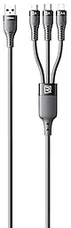 Універсальний кабель Remax RC-C151 Bintrai Series 3-in-1 USB-A to Type-C/Lightning/micro USB 15w 3a 1.2м cable Black