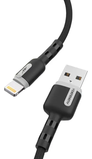 Кабель Denmen D46L USB-A - Lightning 12w 2.4a 1м cable Gray - фото 1