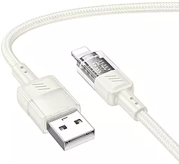 Кабель USB Hoco U129 Spirit transparent charging 12w 2.4a 1.2m USB Lightning cable beige - миниатюра 2
