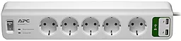 Мережевий фільтр (подовжувач) APC Essential SurgeArrest 5 розеток, 2 USB, 10А, з вимикачем білий (PM5U-RS)