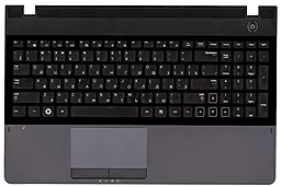 Клавиатура для ноутбука Samsung 300E5A с топ панелью черная/серая