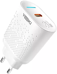 Сетевое зарядное устройство Yoki Led Series YK-20PD 20W PD 3A USB-C White - фото Сетевое зарядное устройство Yoki Led Series YK-20PD 20W PD 3A USB-C White