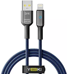 Кабель Yoki YK-SM31 SMART USB-A - Lightning 12w 2.4a 1.2м cable Black/Blue - фото Кабель Yoki YK-SM31 SMART USB-A - Lightning 12w 2.4a 1.2м cable Black/Blue