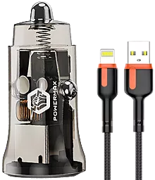 Автомобильное зарядное устройство Powermax Transparent Alpha 48W PD/QC U+C + Lightning cable Black