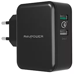 Сетевое зарядное устройство с быстрой зарядкой RavPower 30w QC 3.0 2xUSB-A ports fast charger Black (RP-PC006 / RP-PC006BK) - фото Сетевое зарядное устройство с быстрой зарядкой RavPower 30w QC 3.0 2xUSB-A ports fast charger Black (RP-PC006 / RP-PC006BK)