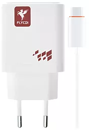 Сетевое зарядное устройство FLYCDI FA-006 20w PD USB-C/USB-A ports charger + USB-C cable white - фото Сетевое зарядное устройство FLYCDI FA-006 20w PD USB-C/USB-A ports charger + USB-C cable white