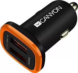 Автомобільний зарядний пристрій Canyon 2.1a 2xUSB-A ports car charger black (CNE-CCA02B)