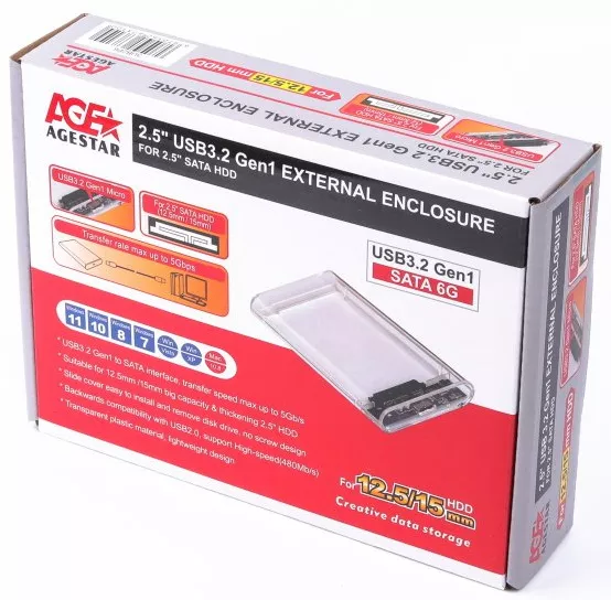 Кишеня для HDD AgeStar 3UB2P6 (Transparent) - фото 4